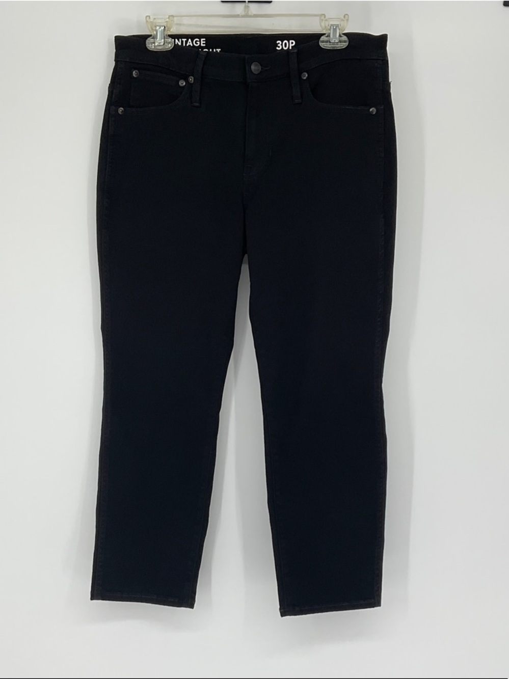 J.Crew Vintage Slim Straight Jeans Black High Rise Stretch Denim Size 30 Petite